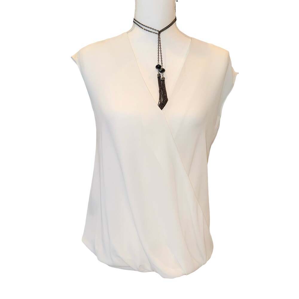 Halogen White Sleeveless V-Neck Wrap Blouse Size XS